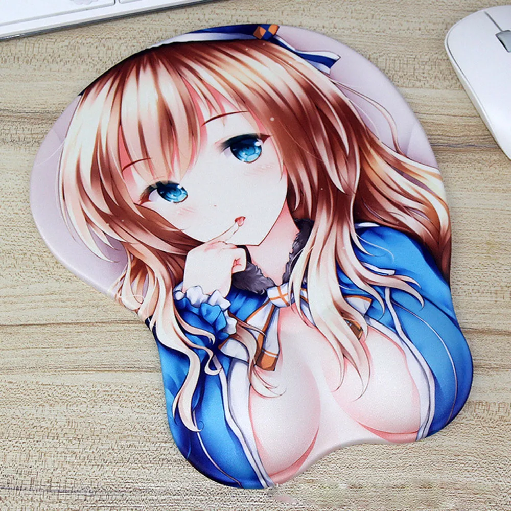 Hot selling customized mouse pad environmental protection silicone mouse pad animation cartoon 3D beauty chest mouse pad