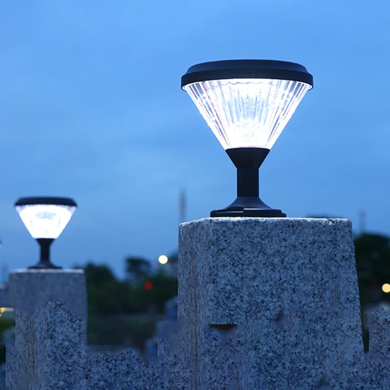 Solar Exterior Lantern Outdoor Post Light Lighting Black Pillar Lamp Fixtures With Patented Pc Cover Lens For Wood Fence Decor