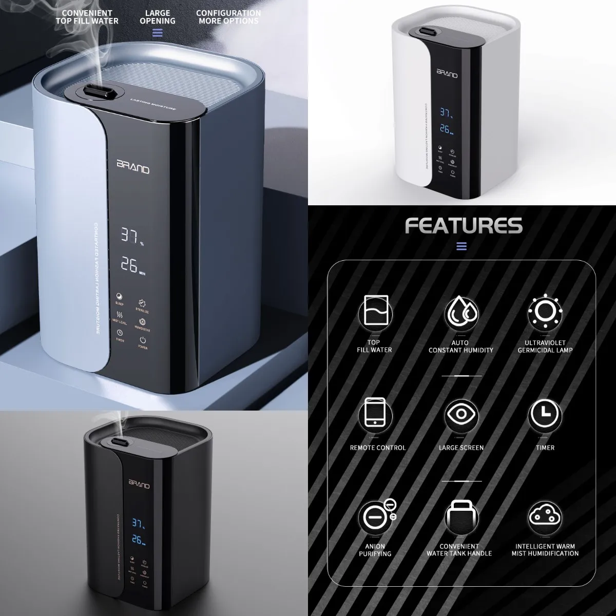 5L OEM Top Fill Home Appliances Cool Mist Ultrasonic Air Humidifier Diffuser For Room