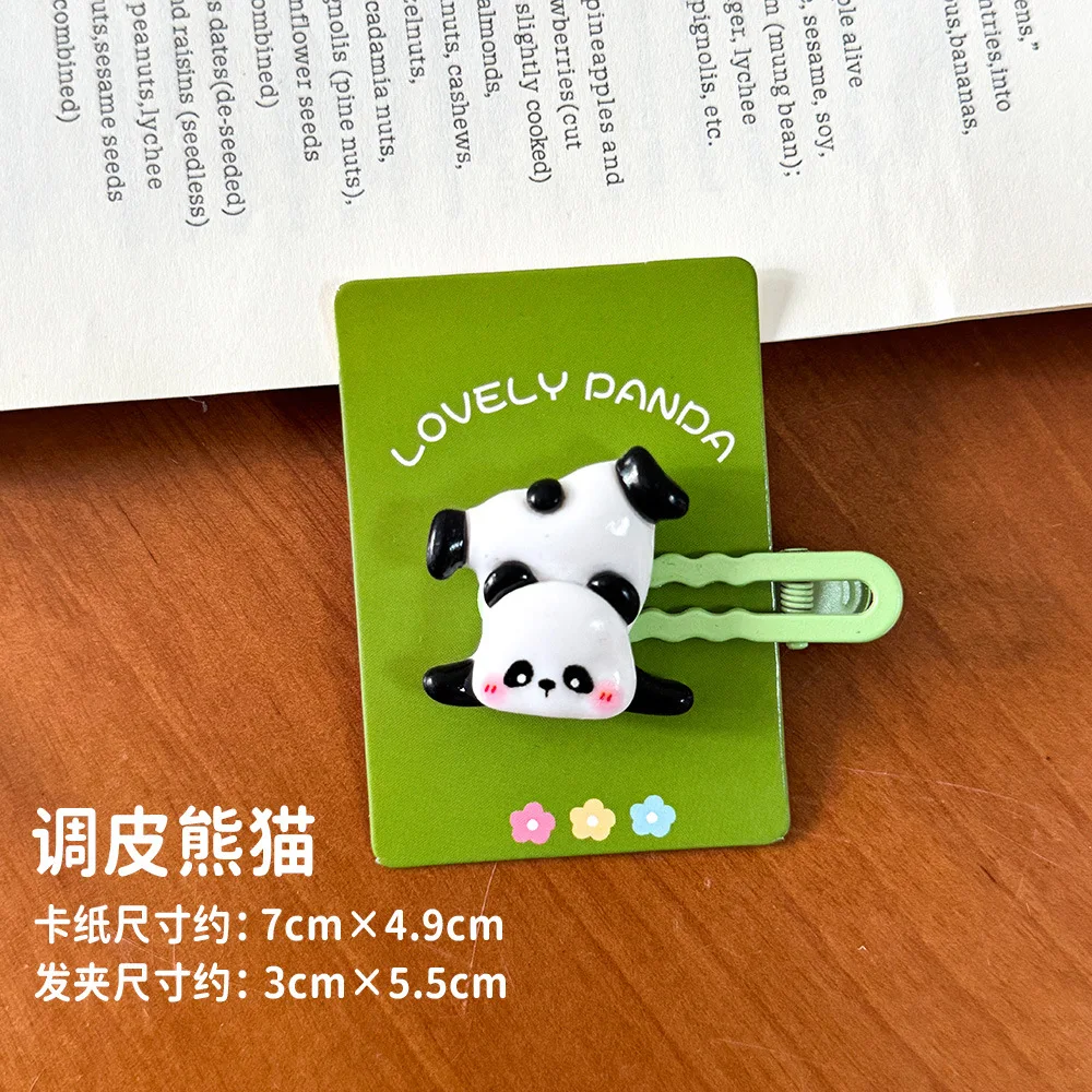 Jiamu New Design Cute Panda Hair Clips Accessories For Women Girls Sweet Cartoon Hair Clips Wholesale Trendy