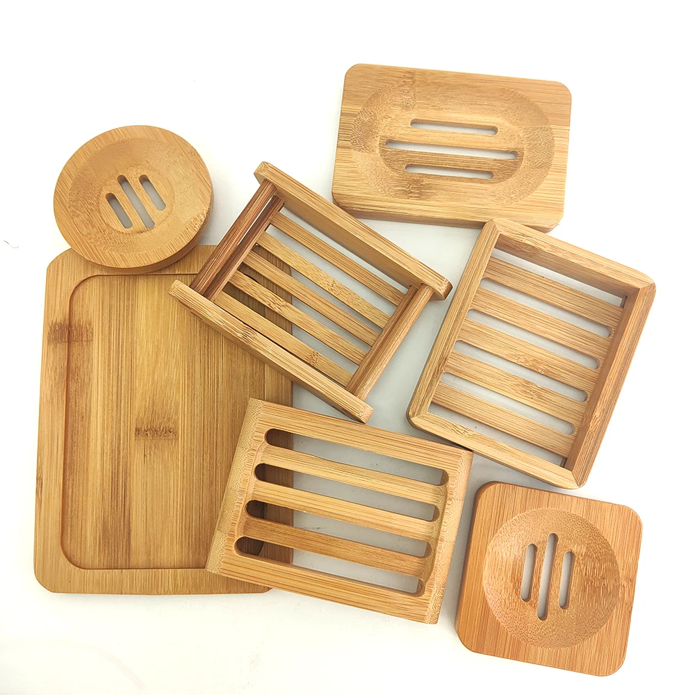 Wholesale Portable Bamboo Soap Dish Bathroom Wooden Soap Box Tray Holder Container With Drain