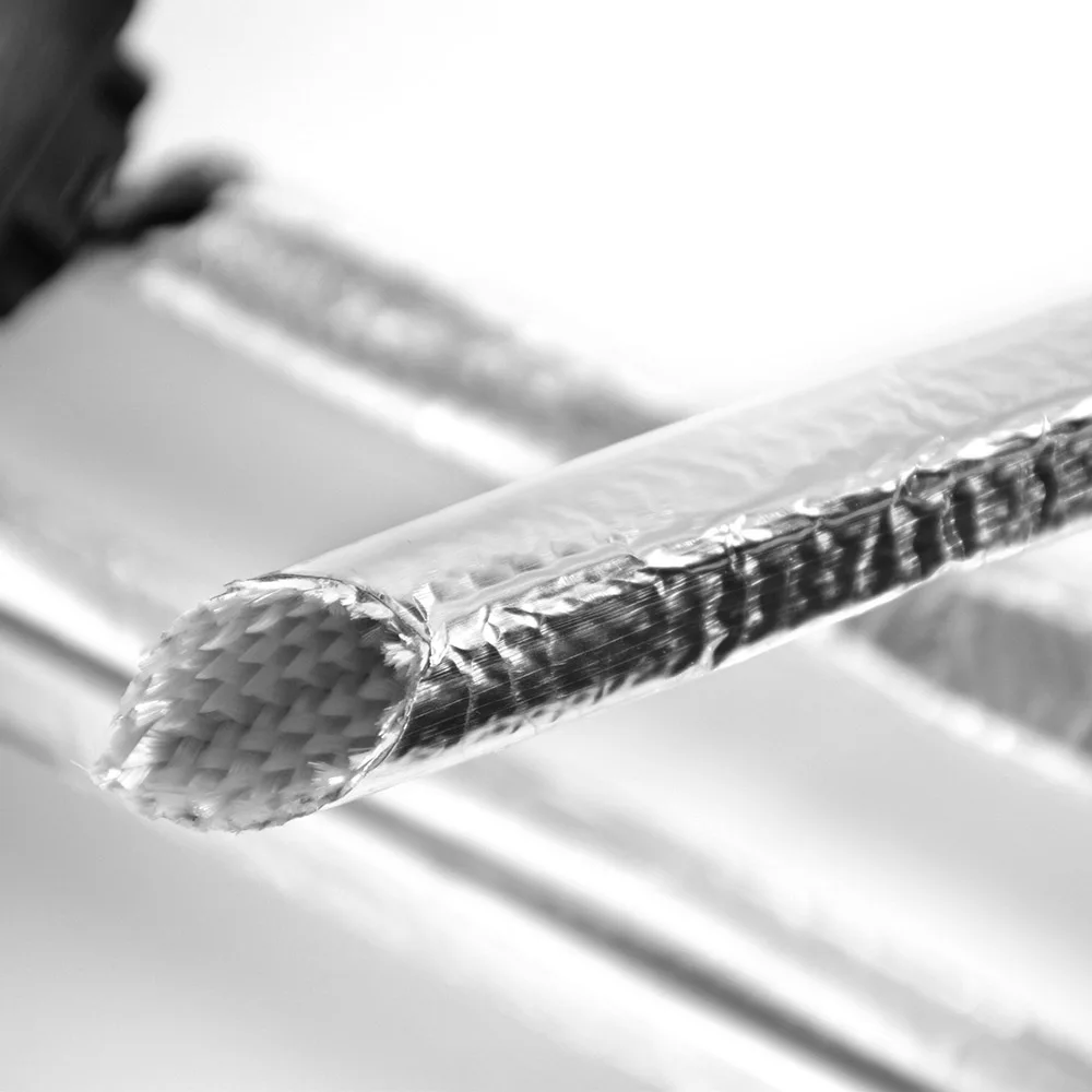 JDD Aluminium heat reflect Fiberglass Braided Self-closing Cable Management Sleeve for fuel car