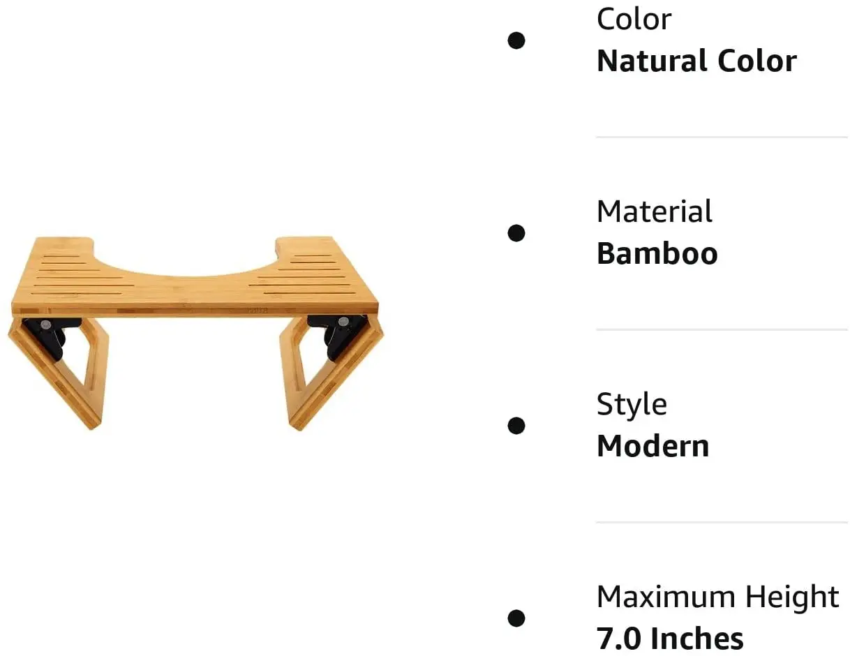 Bamboo Toilet Stool for Bathroom, Collapsible Poop Stool, Natural Color
