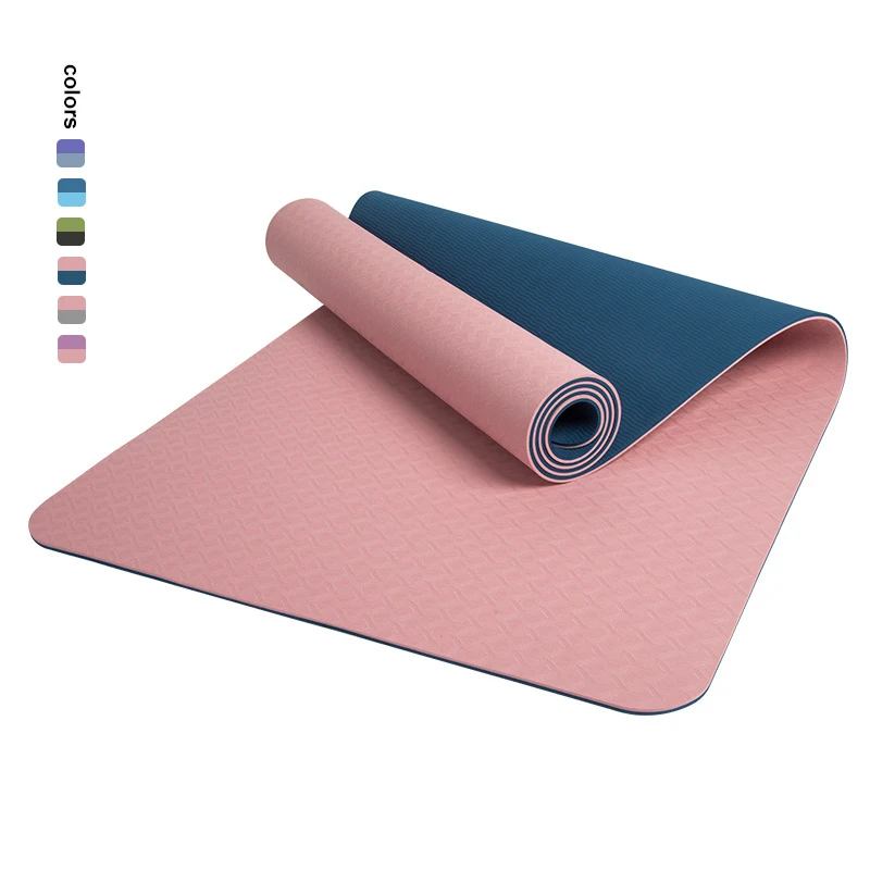 Wholesale 183*80cm double layer gym fitness exercise mat 6mm eco friendly TPE yoga pilates mat
