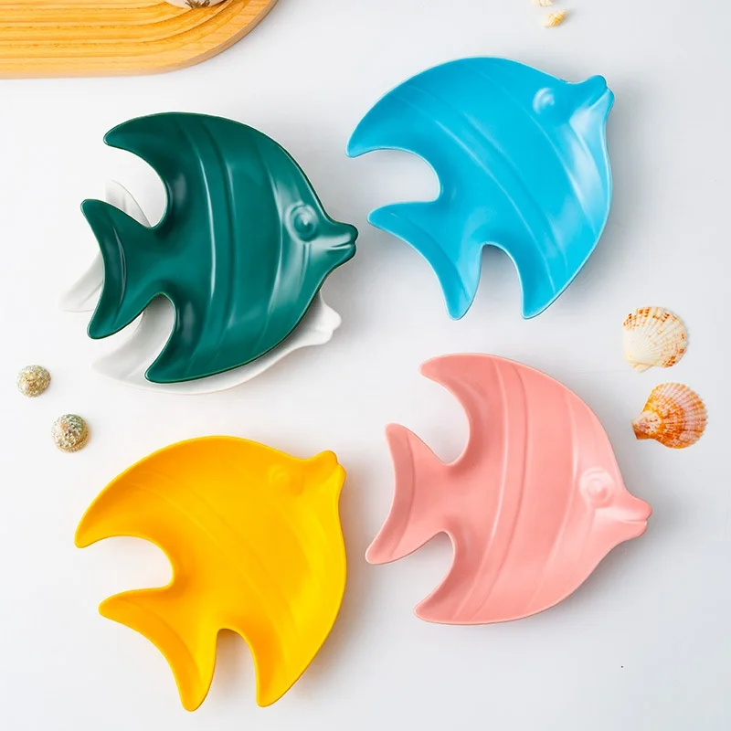 Microwave safe Ceramic Tableware Creative Plate Fish Shaped Dish Delicate Seafood Plate Sashimi Storage Plate