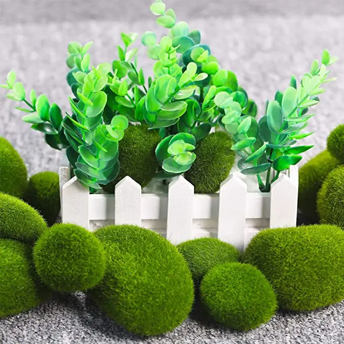 Green Artificial Moss Balls Decorative Stones Varying Sizes Ideal for Vases Table Decor Planter Decor Weddings Parties
