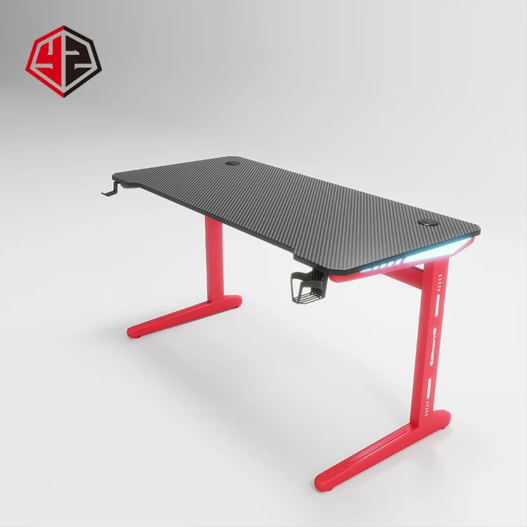 High Quality Cheap Modern Office Table Gaming Ergonomic Kids Study Table And Desk Z Shaped Black Gaming Computer Led Lights