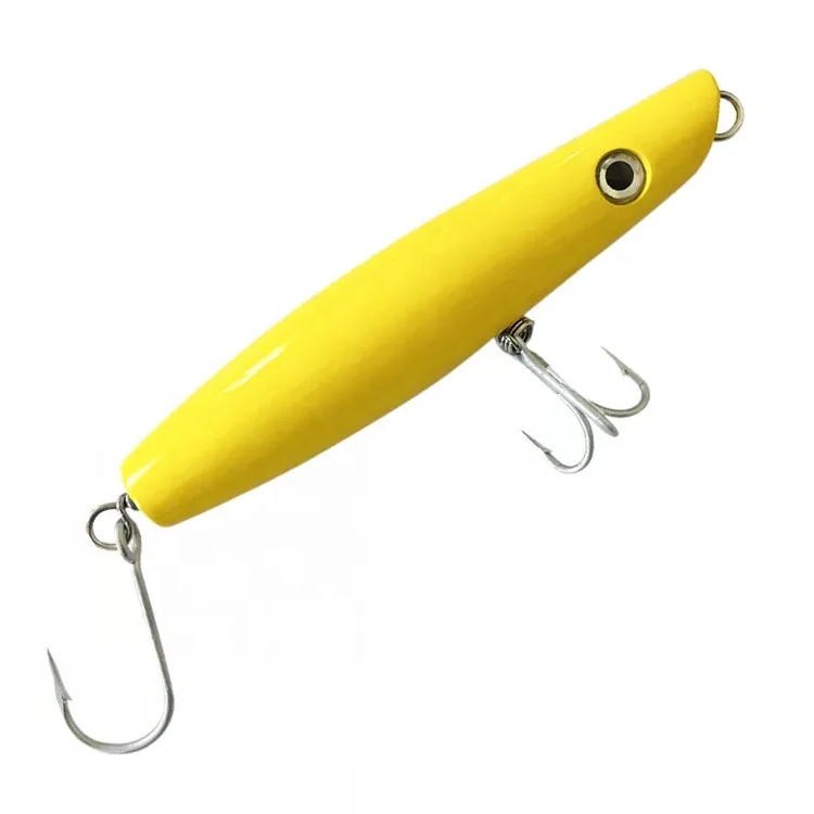 40g 5inch Pop Bait Wood Topwater Fishing Lure Saltwater Floating Popper Plug With VMC Hook