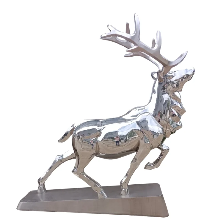 Life size outdoor stainless steel modern metal  statues sculpture for garden