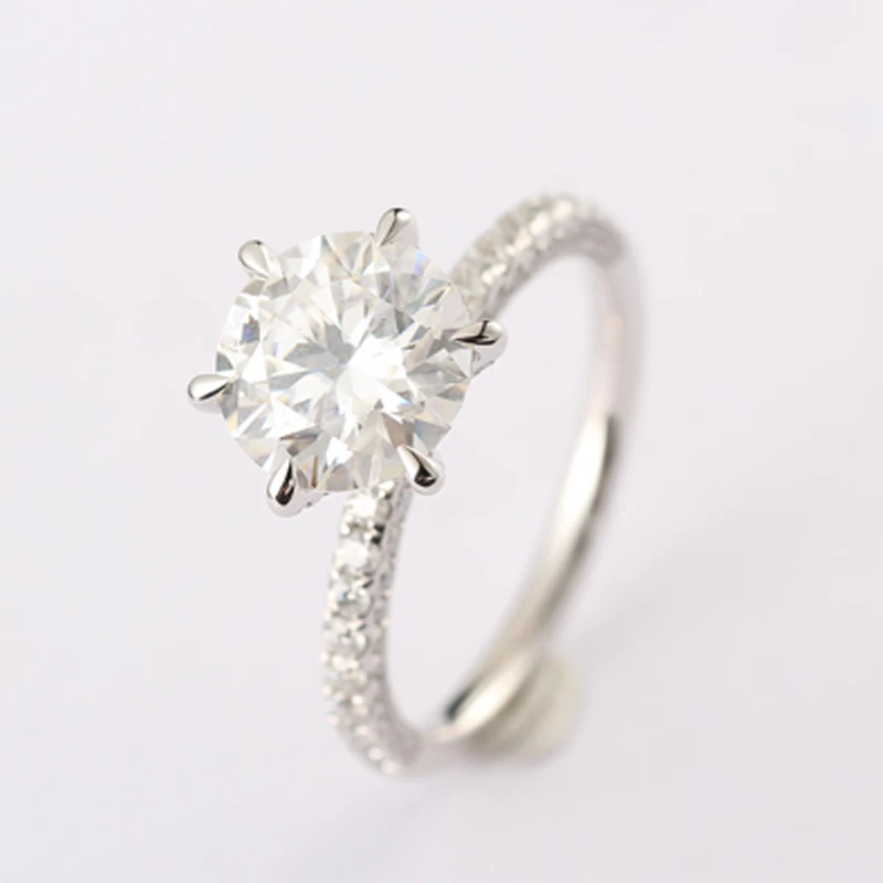 High fashion customized Platinum / 18k Solid Gold 1.2/2/3/4/5 Carat Cut Moissanite  Wedding Bridal Ring Jewelry