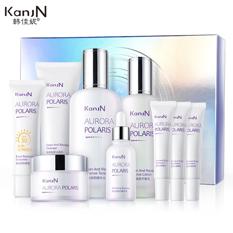 korean normal private label whitening skin care sets with logo Nine-piece whitening and spotting set