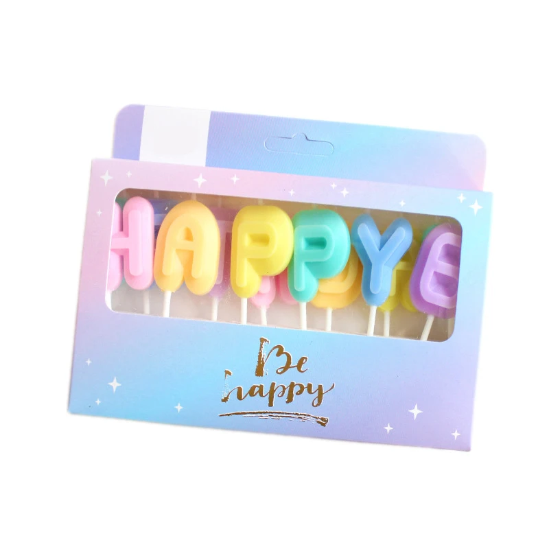 Colorful Happy Birthday Candles Candy Color Cartoon Cute Cake Decoration Letter Candle