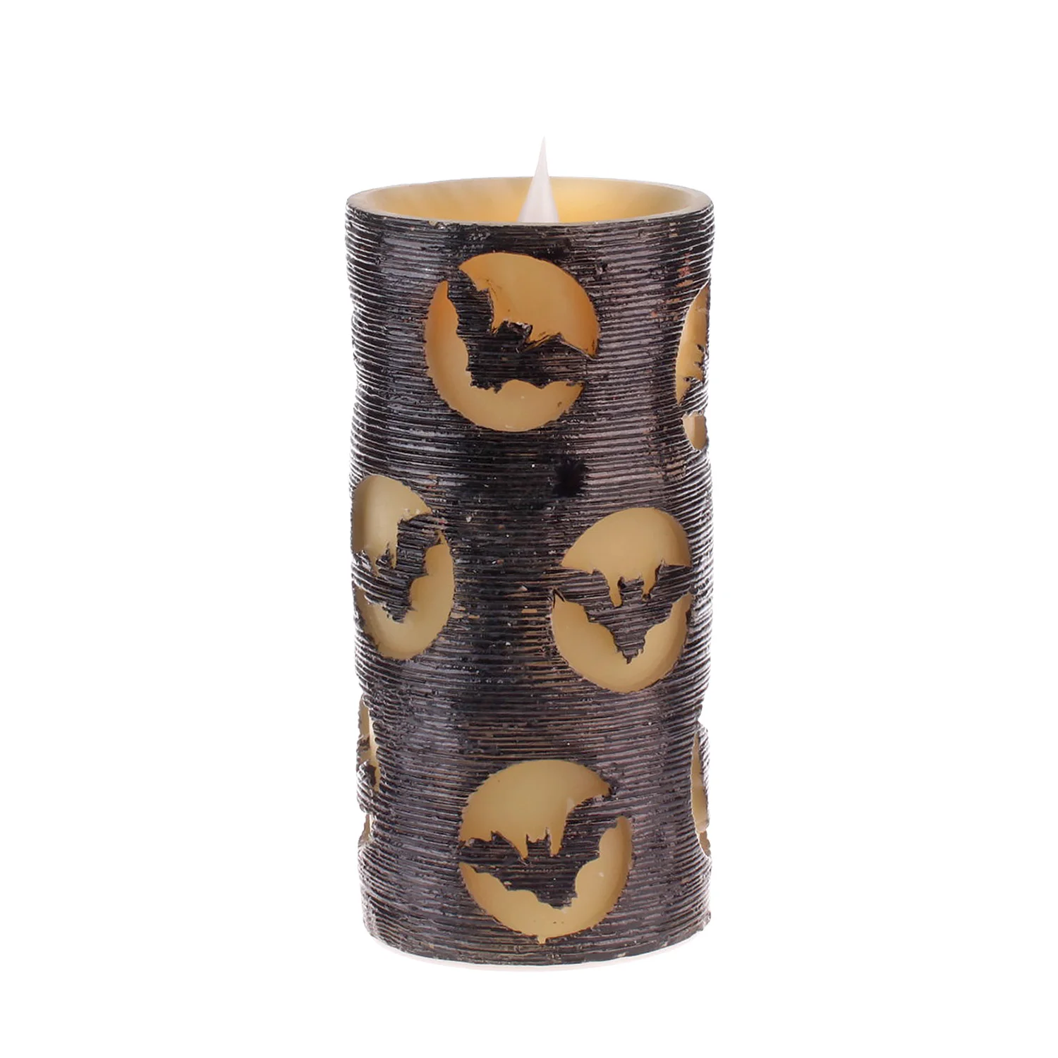 
flameless black color flame candle for halloween pillar glitter flickering led candles led light 