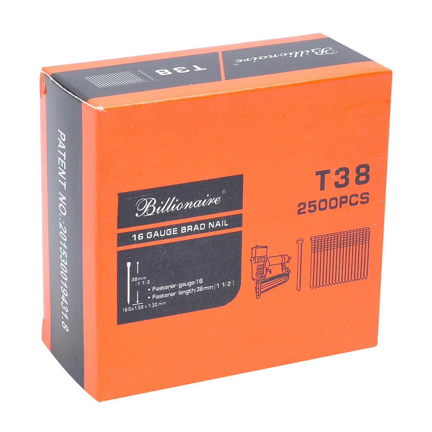 16 gauge F 16 top sell finishing T 38 shape brad strip galvanized High Quality nails 1-1/2 inch size for wood