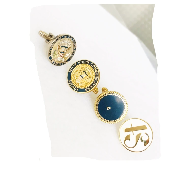 Personalized  Cuff Links round hard enamel soft alloy iron metal cufflink Gold cuff links Anniversary custom mens cuff links