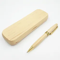High Quality Luxury Custom Logo Maple Wooden Ballpoint Pen With Wooden Pen Box Case