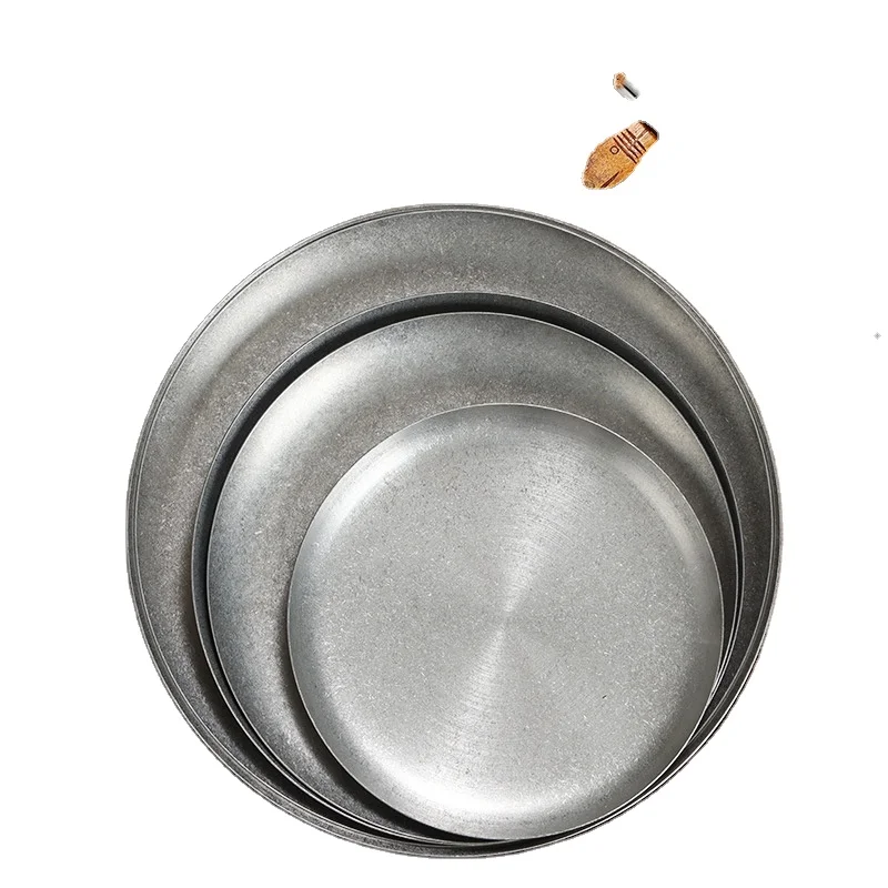 Корейский Ретро Ностальгический буфет из нержавеющей стали Снежная тарелка десерт суши фруктовый торт поднос салат Закуска блюдо