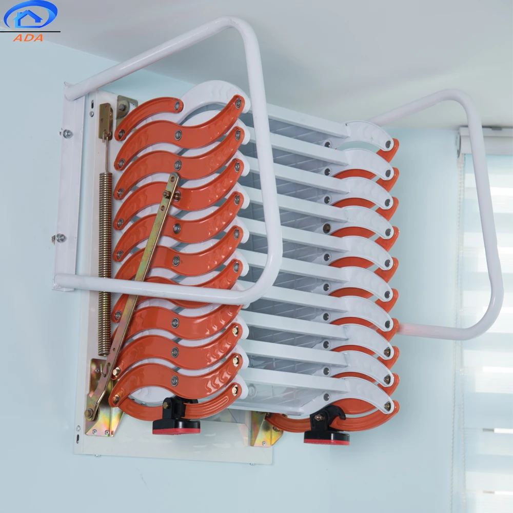 Orange Color Patented  Retractable Hanging Escape Telescopic Collapsible Ladder For Roof