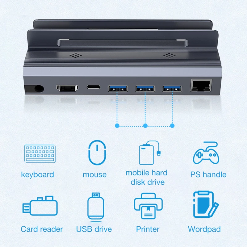 6 в 1 Паровая док-станция USB 3,0 RJ45 Зарядка 4 К 60 Гц Паровая док-станция для паровой палубы игровая консоль