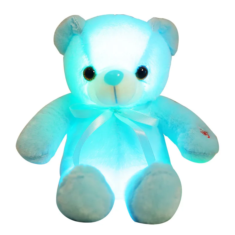 M460 Luminous teddy bear bow tie Luminous bear plush toy with built-in led colorful lights small lighting bear children toys