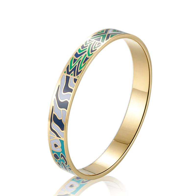 Custom cloisonne stainless steel enamel bracelet wholesale bracelet plated silver bangle