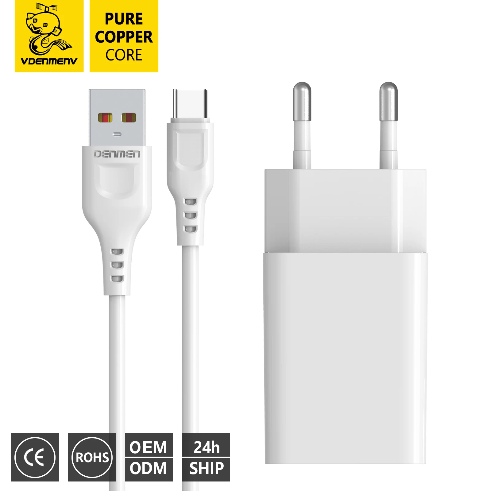Denmen OEM ODM charger phone with box package customized cargador usb adapter usb phone charger for mobile phone laptop