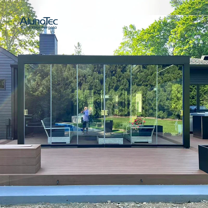 AlunoTec Heavy Duty Sun Louver Weather Proof  Vinyl Patio Veranda Purgola Roof Solar Pergola