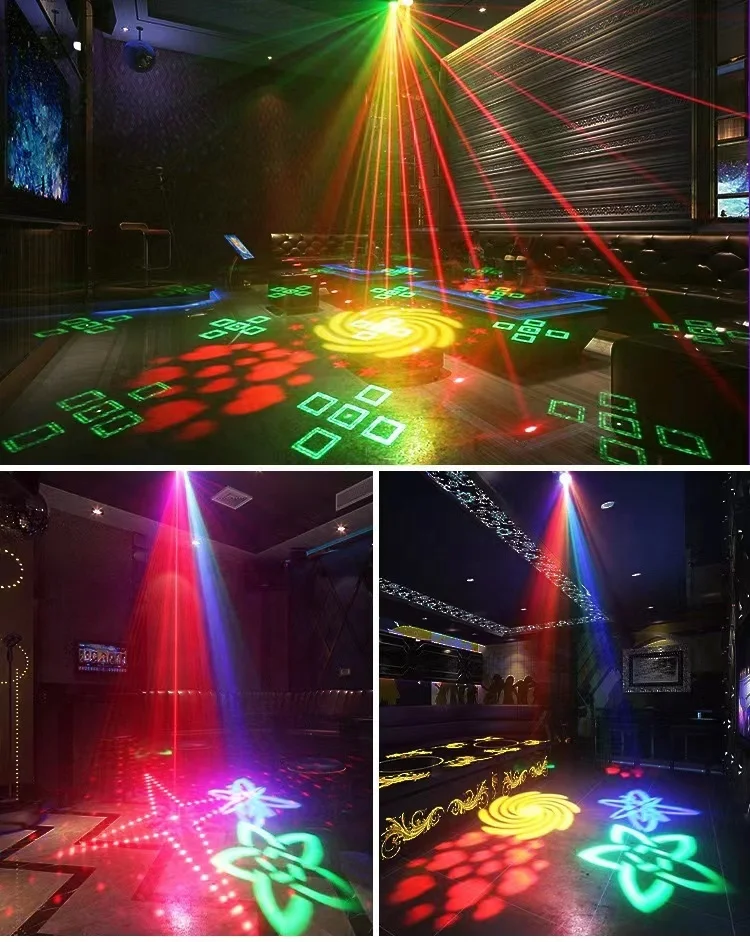 4 in1 RGB Laser Led Effect Light DJ Disco Light RGBW 48 Patterns Strobe LED Beam Stage Light for Holiday