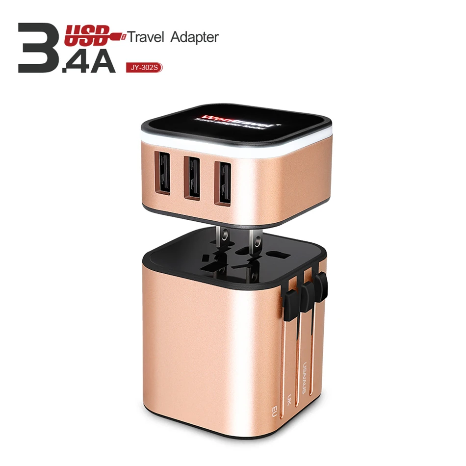 Универсальный адаптер питания 100v до 240v 2000w 3usb быстрое зарядное устройство с подгонянным цветом