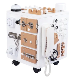 Educational Montessori Play learning Toy Baby Wooden Activity Cube For Toddle