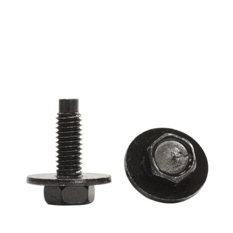 M6 X 18mm BLACK OXIDE HEXAGON INDENTED HIN HEAD MACHINE SCREW with PLAIN WASHER