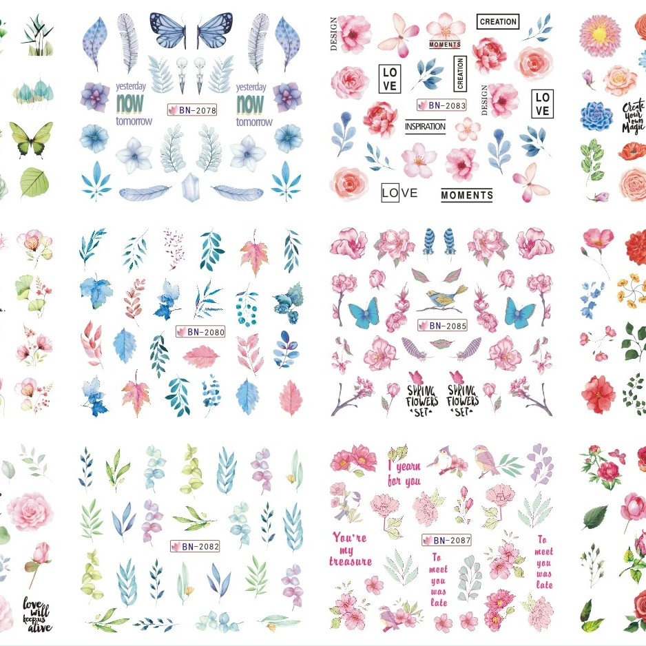 2023 Early Spring Mixed Design Water Sticker Series Nail Art Sticker & Decal Set
