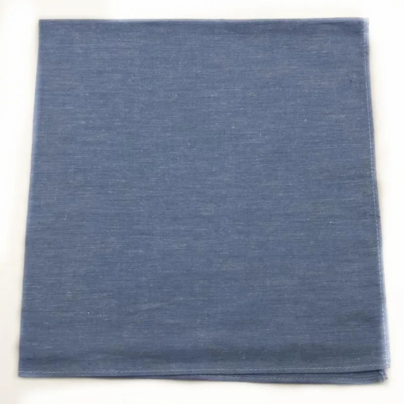 100% soft cotton pure blue high quality square fashion wholesale cotton stripe customized new design drawing men handkerchief