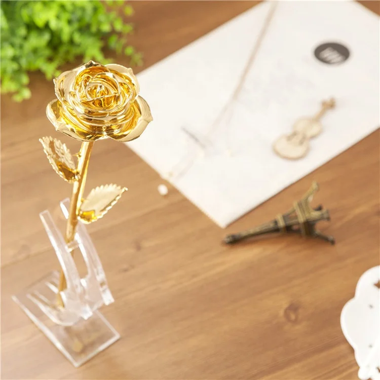 High quality real natural dipped rose flower full gold 24k gold rose for Mother girlfriend and teacher