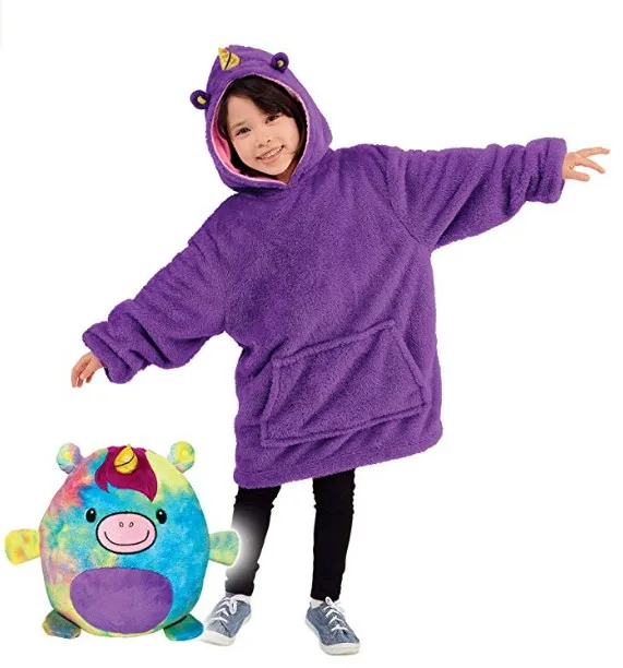 
2020 New Pet Hoodie sweatshirt kids Blanket Sweatshirt Plush Animals Blanket Hoodie For kids oversized 
