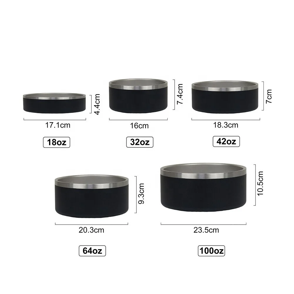 Wholesale Custom Logo 100oz Stainless Steel Dog Bowls for Large Pets 18oz/32oz/42oz/64oz Non Slip Dog Bowls for Water and Food