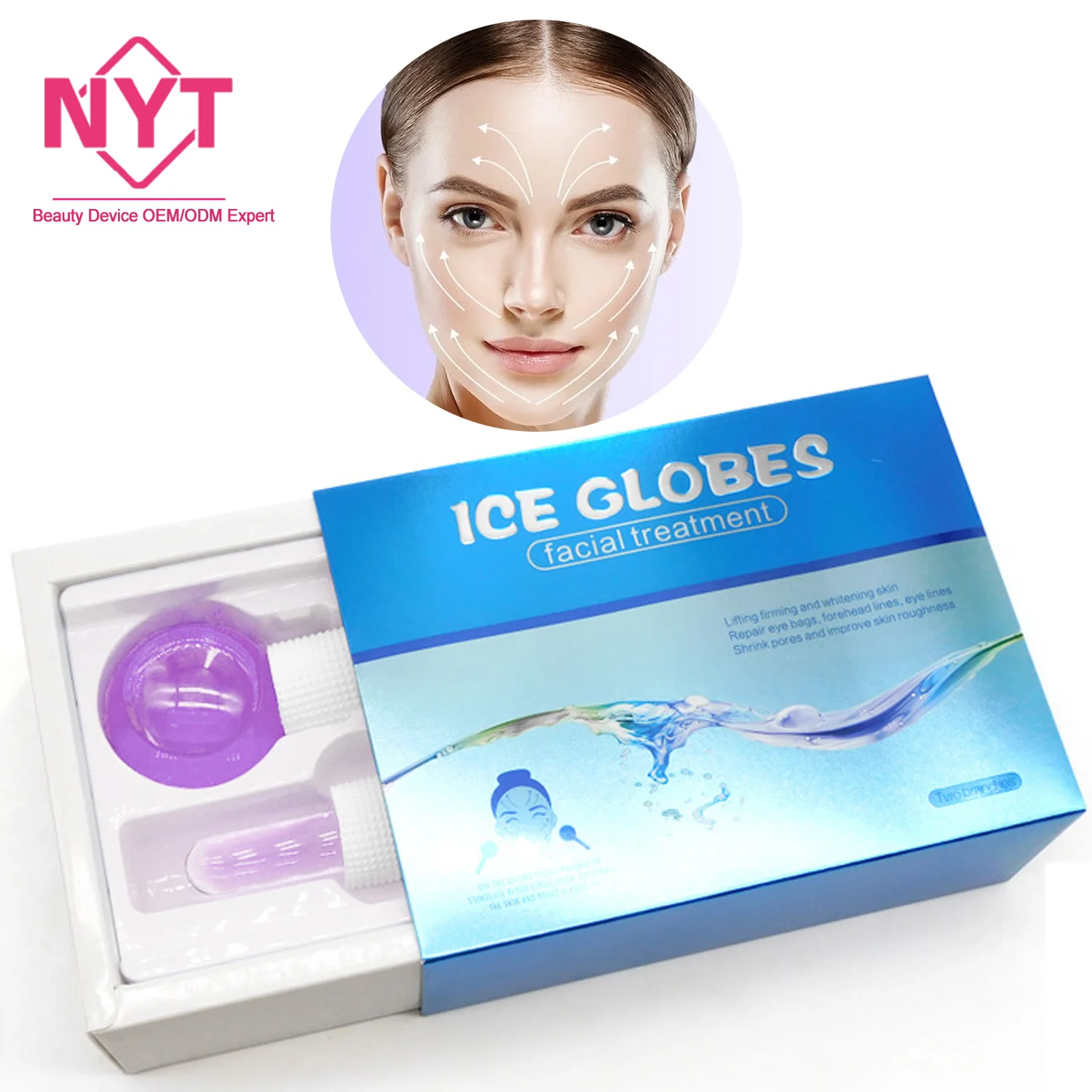 Reduce Puffiness Headaches Enhance Circulation Complexion Cooling Glass Massager Skin Cold Facial Frozen Cryo Roller Ice Globes