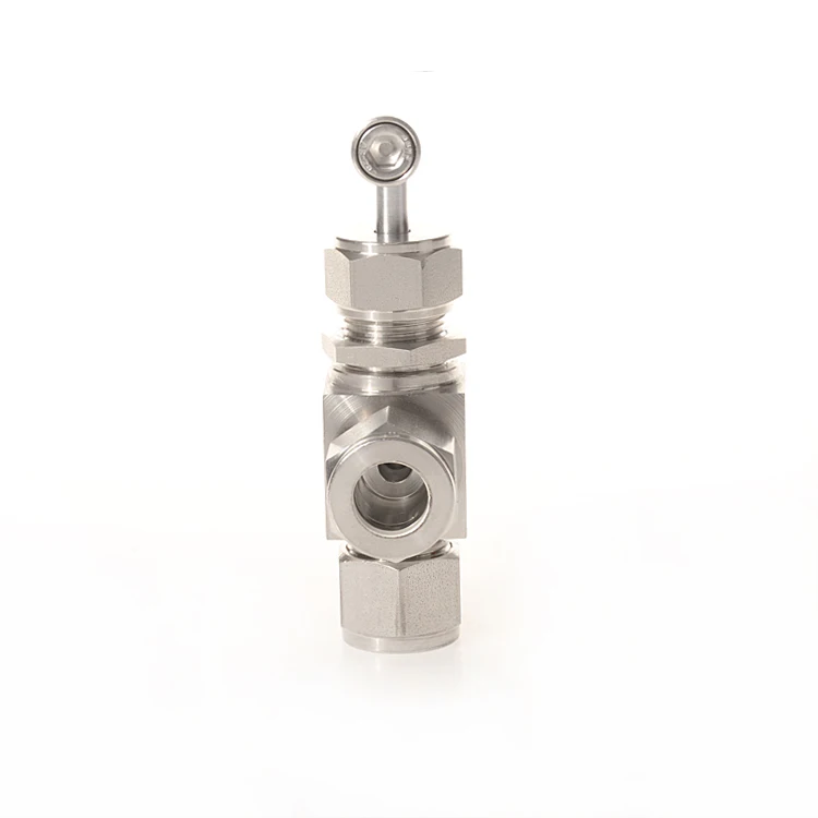 Stainless steel flow meter 3 way tee tube end needle valve