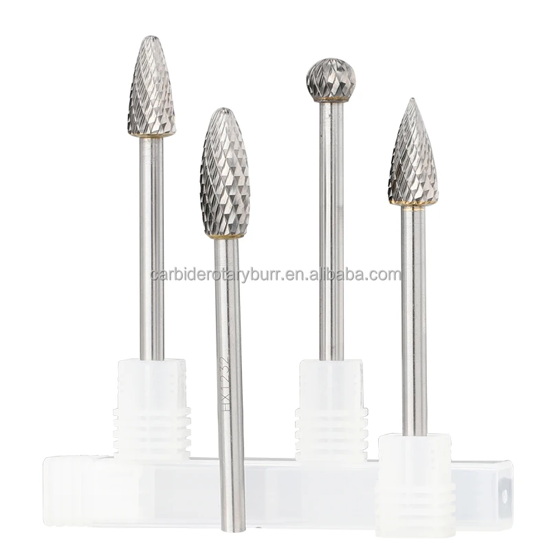 5pcs 12mm diameter 6mm Shank Double Cut tungsten carbide  files burrs 1/4 inch  rotary carbide burr set long