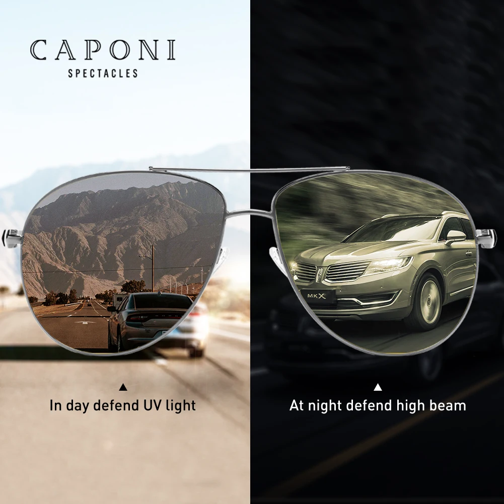  Солнцезащитные очки CAPONI BSYS3109 для мужчин и женщин умные поляризационные очки-авиаторы с меняющими цвет желтыми линзами