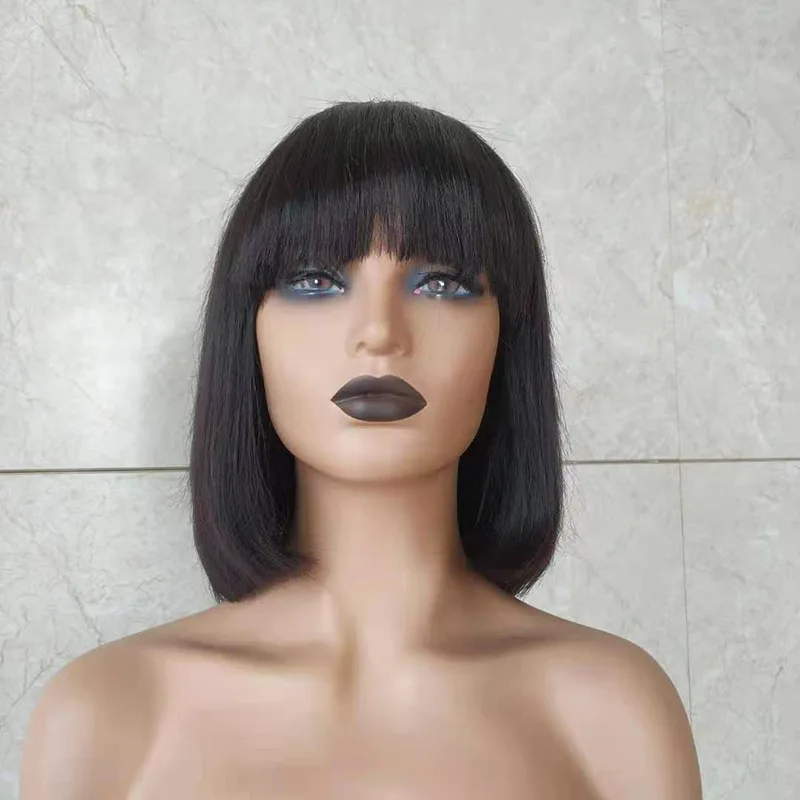 wholesale  various  curly  human hair wig   fringe wig machine made  remy hair wig for black woman