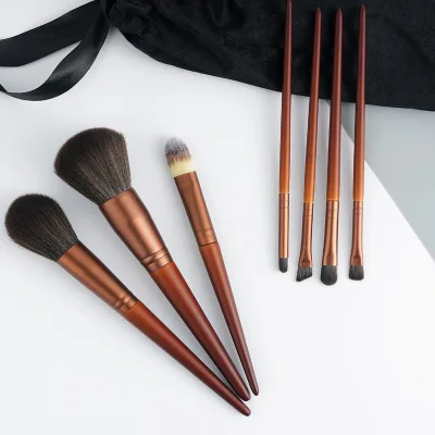 HZM Red Professional Makeup Brushes Set 7 PCS Private Label Custom Logo Luxury Glitter Makeup Brush Kit Travel Size