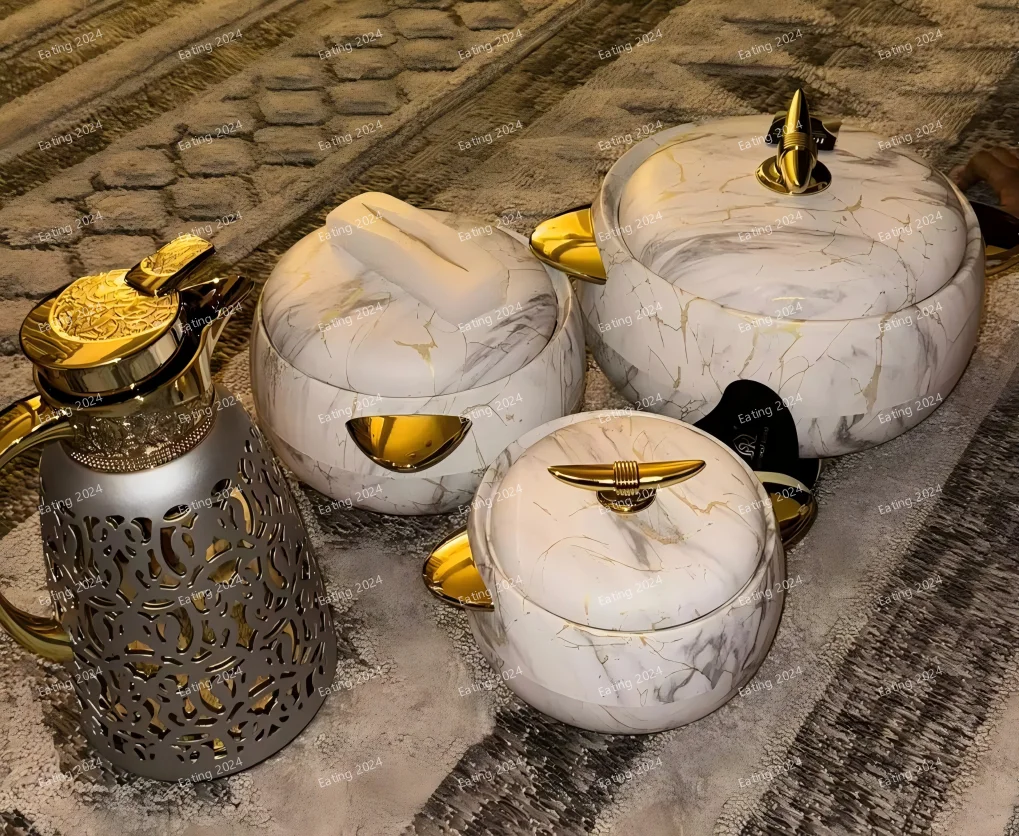 Round Thermal Hot Cold Serving Bowls Set of 3 Bar Hotel Luxury Gift Set For Freshness 1L+2L+3.5L Insulated Hot Pot Casserole Set