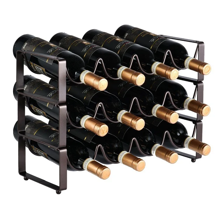 3 Tier Stackable Wine Rack Freestanding Floor Wine Racks Hold 12 Bottles Storage