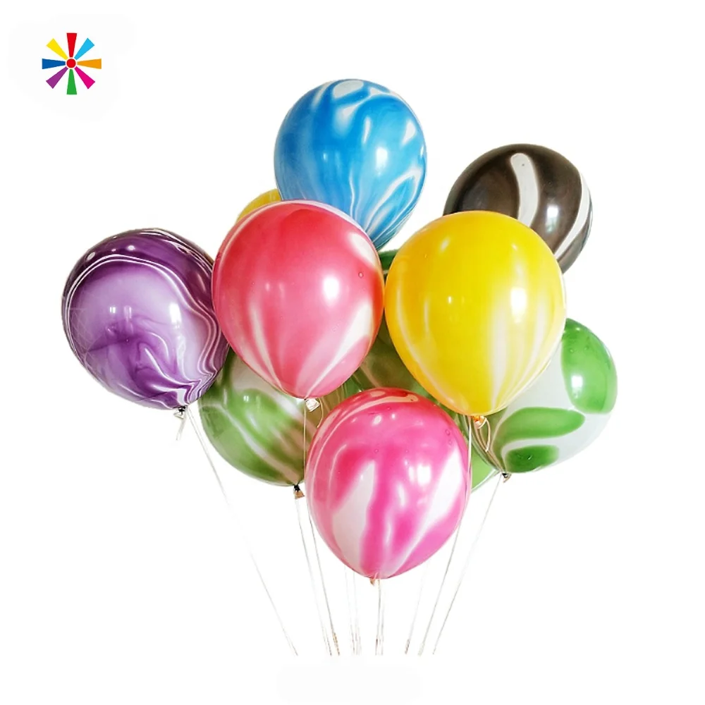China Wholesale Birthday 12 inch Round Helium Latex Multicolor Marbled Agate Ballons Set Rainbow Color Marble Balloon