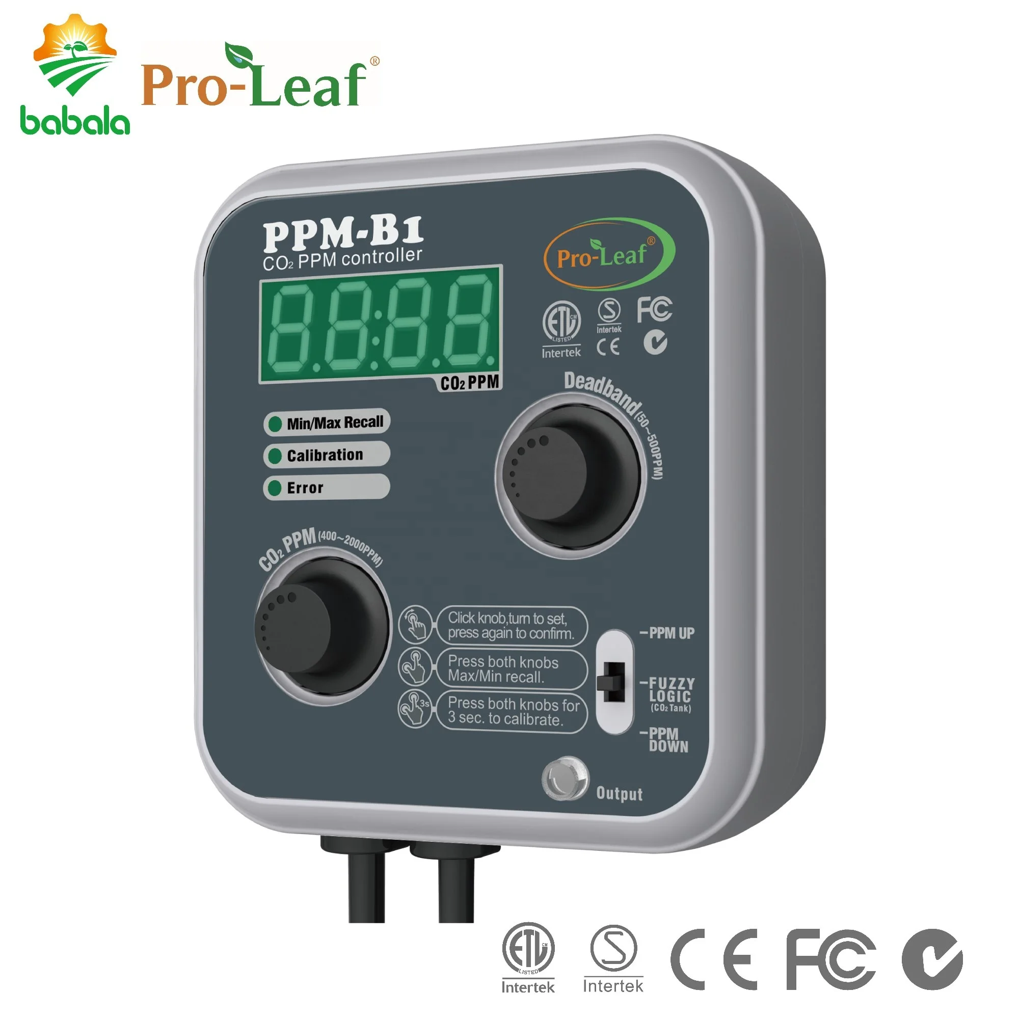 Pro-Leaf PPM-B1 CO2 Controller Grow Tent Indoor Vertical Farm Hydroponics CEA PPM Level Increase Commercial Climate Control