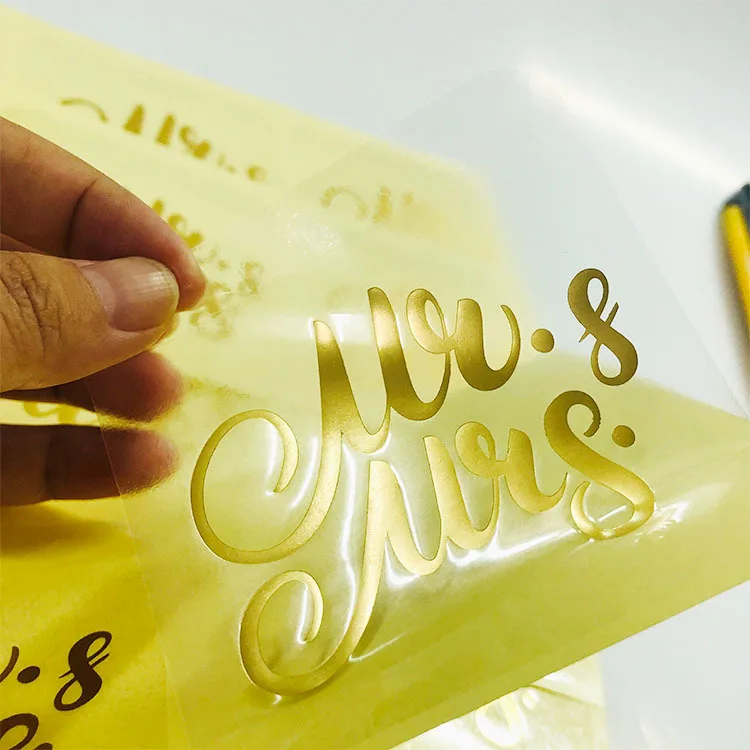Custom Self Adhesive Printed Die Cut Sticker Clear Gold Foil Stickers Transparent Logo Label