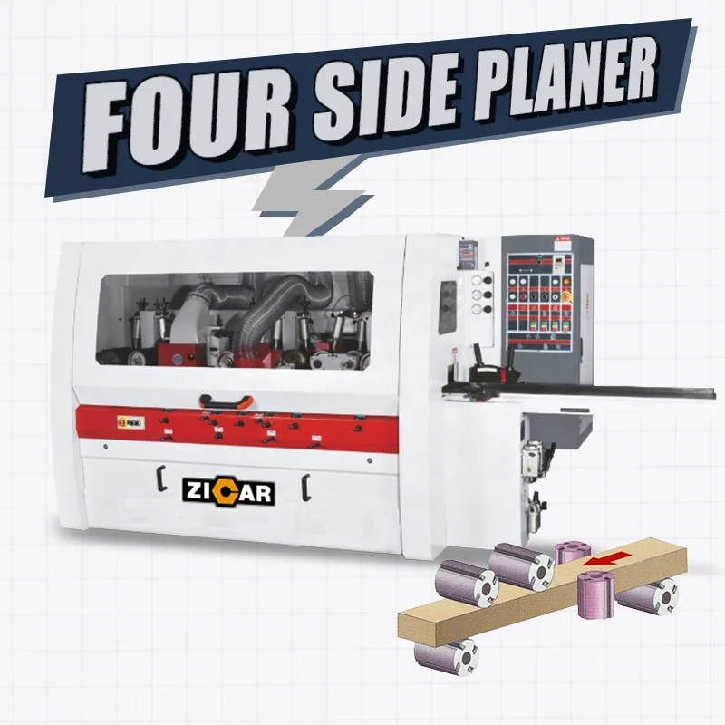 ZICAR wood 4 side planer moulder woodworking machine with 5 spindle multipurpose four-sided wood planer machine