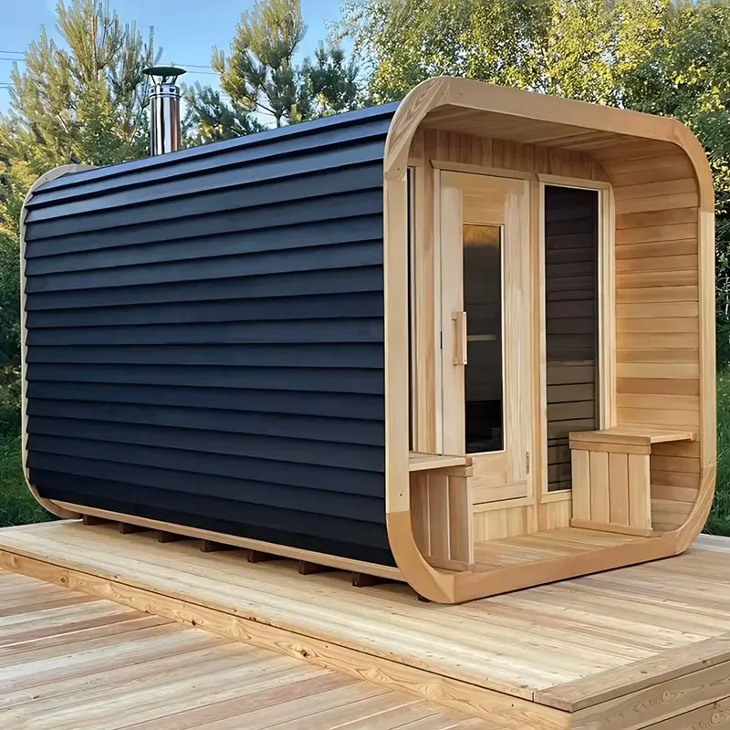 Luxury 6-Person Outdoor Traditional Steam Sauna Room With Canadian Cedar Wood