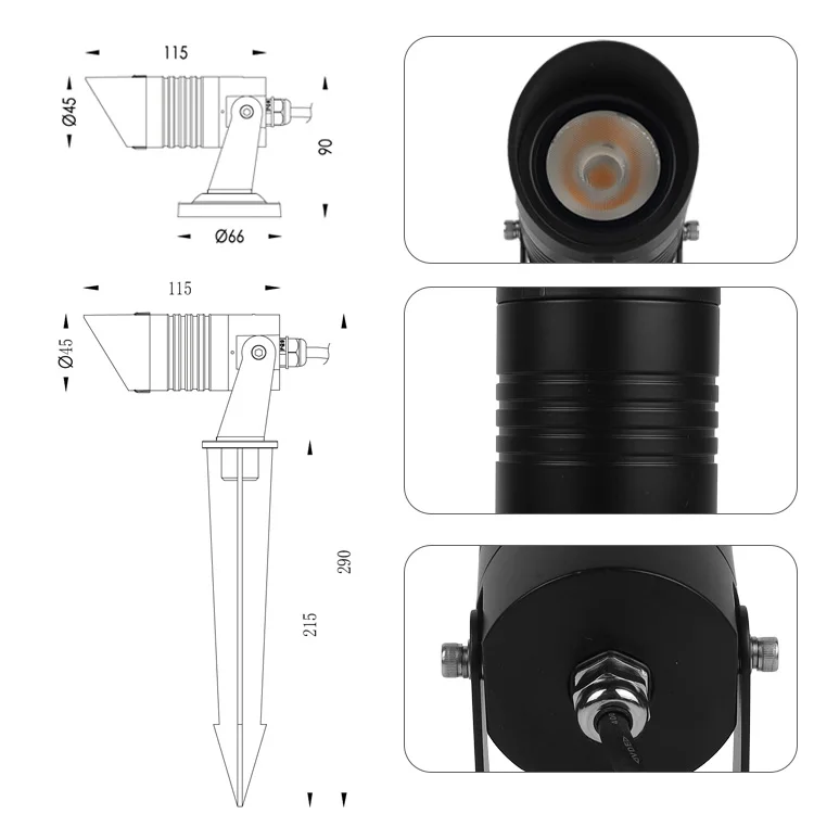 Outdoor Garden Lawn IP65 Waterproof 3W 5W 10W 16W LED Spike Light RGB Aluminum Adjustable Angle Ground Spike Spotlight